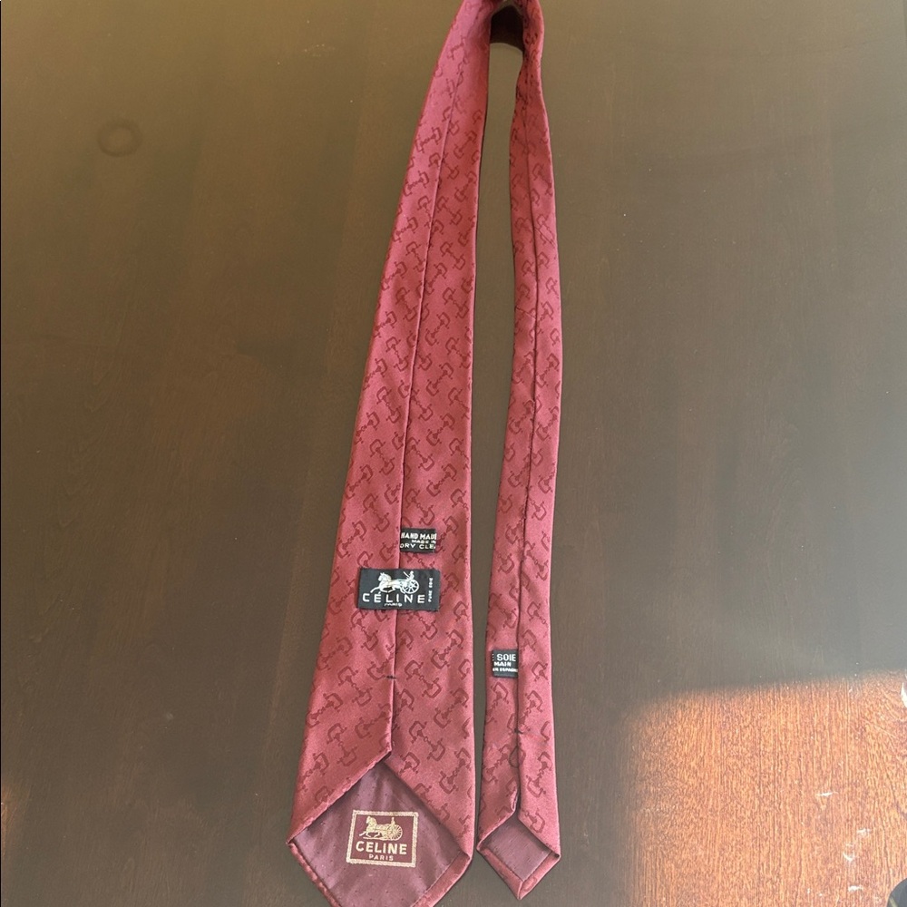 Celine Deep Red Patterned Tie - Picture 7 of 8